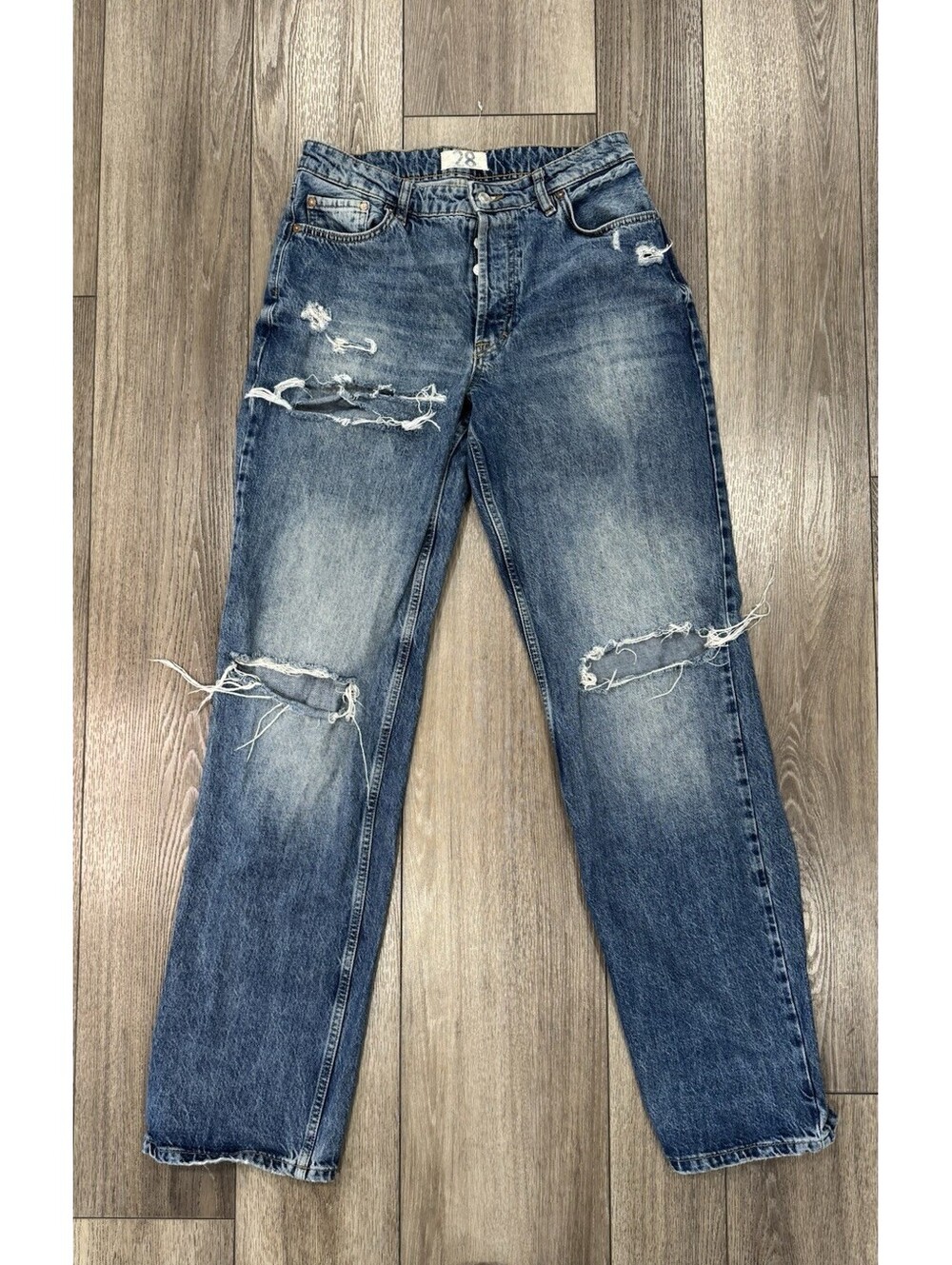 We The Free Jeans Womens 28 Distressed  Destroyed Button Fly Baggy Jean